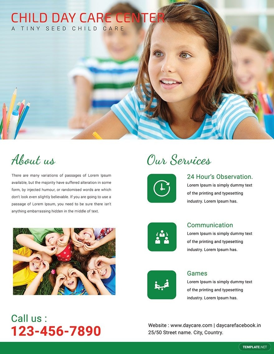 Child Day Care Flyer Template In Pages Google Docs Illustrator PSD Word Publisher Download Template