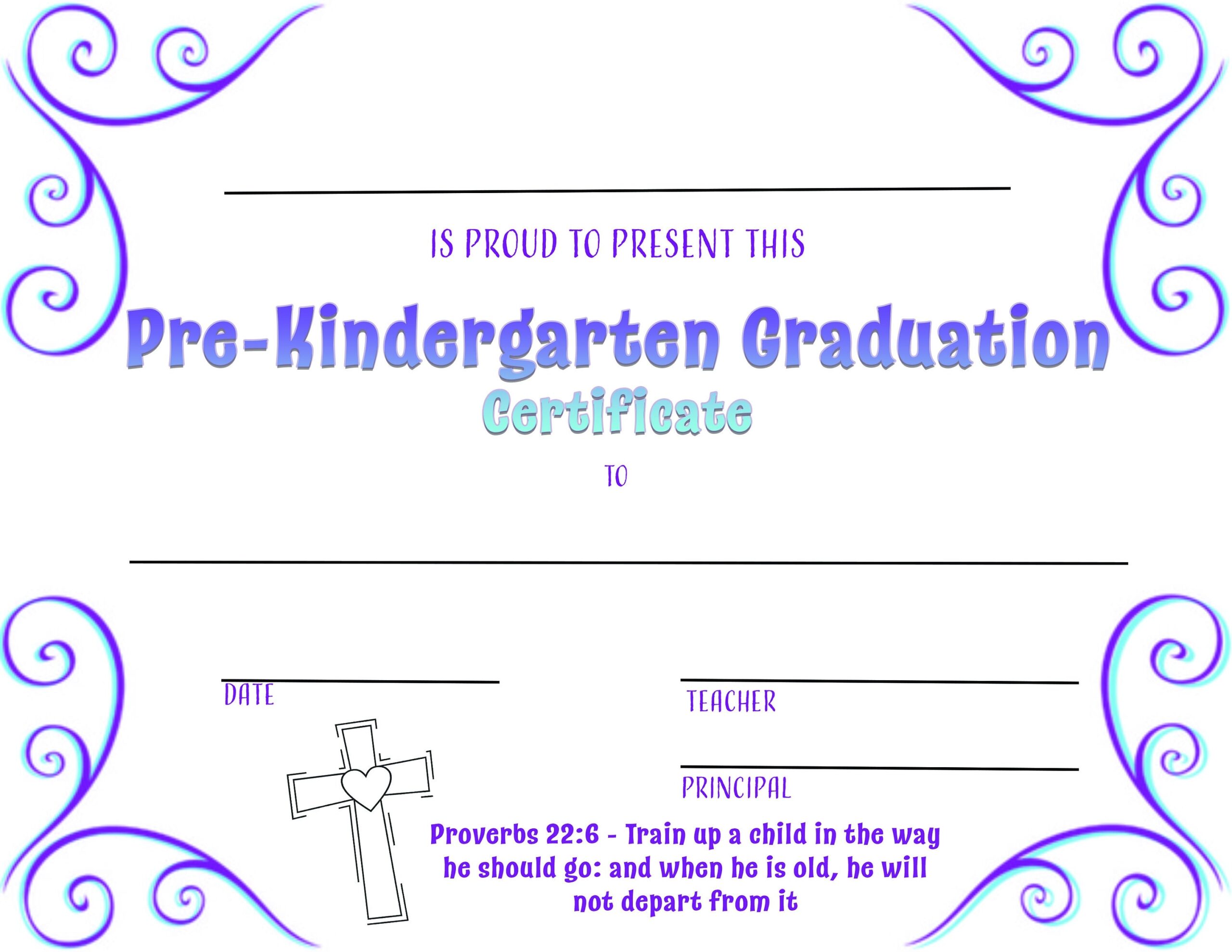 Christian Pre kindergarten Graduation Certificate PDF Printable Reusable Downloadable Customizable Etsy