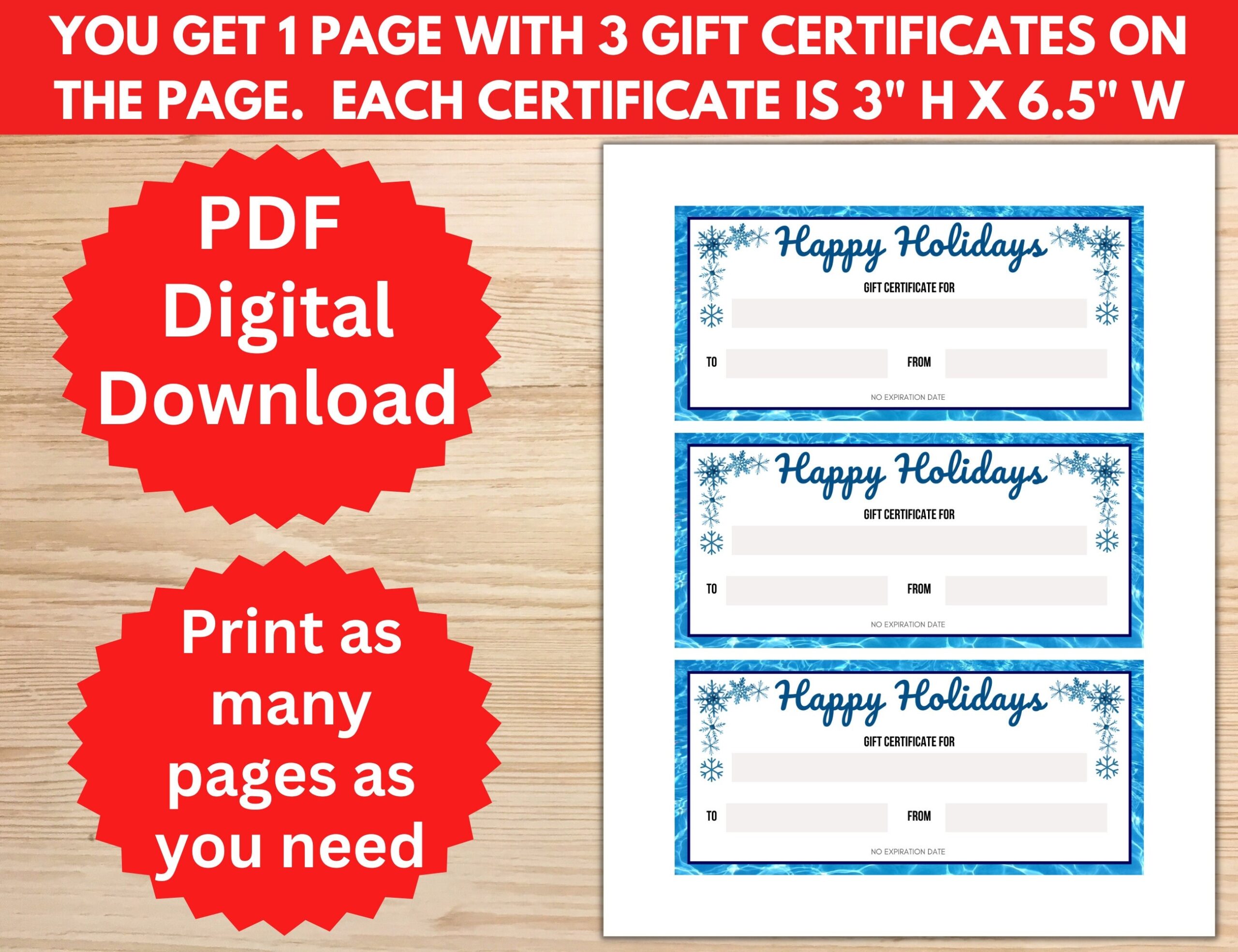 Christmas Gift Certificate Gift Certificate Template Happy Holidays Gift Certificate Printable Gift Certificate Christmas Coupons Etsy