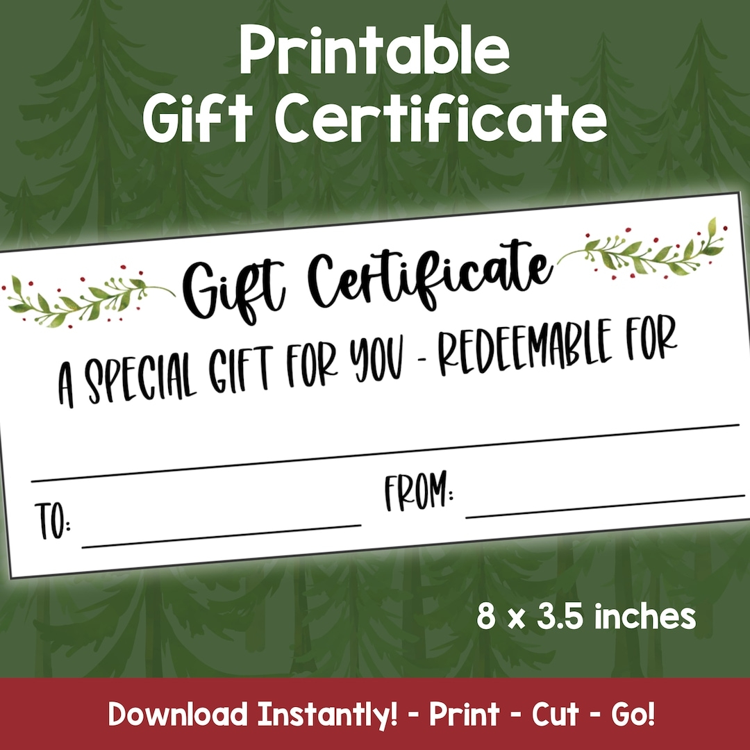 Freee Printable Gift Certificates