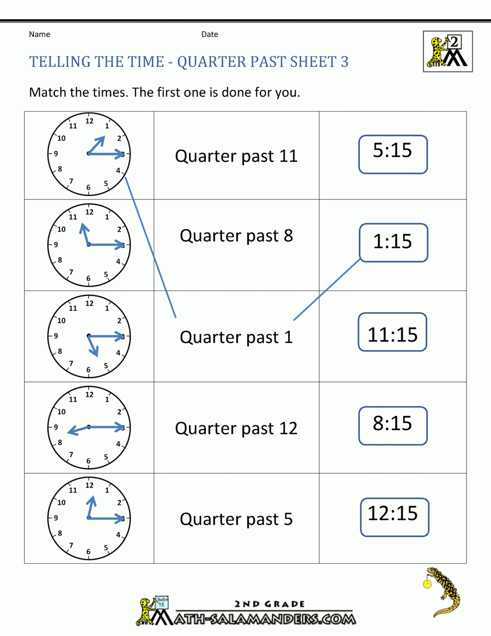 Telling Time Printable Worksheets 3rd Grade