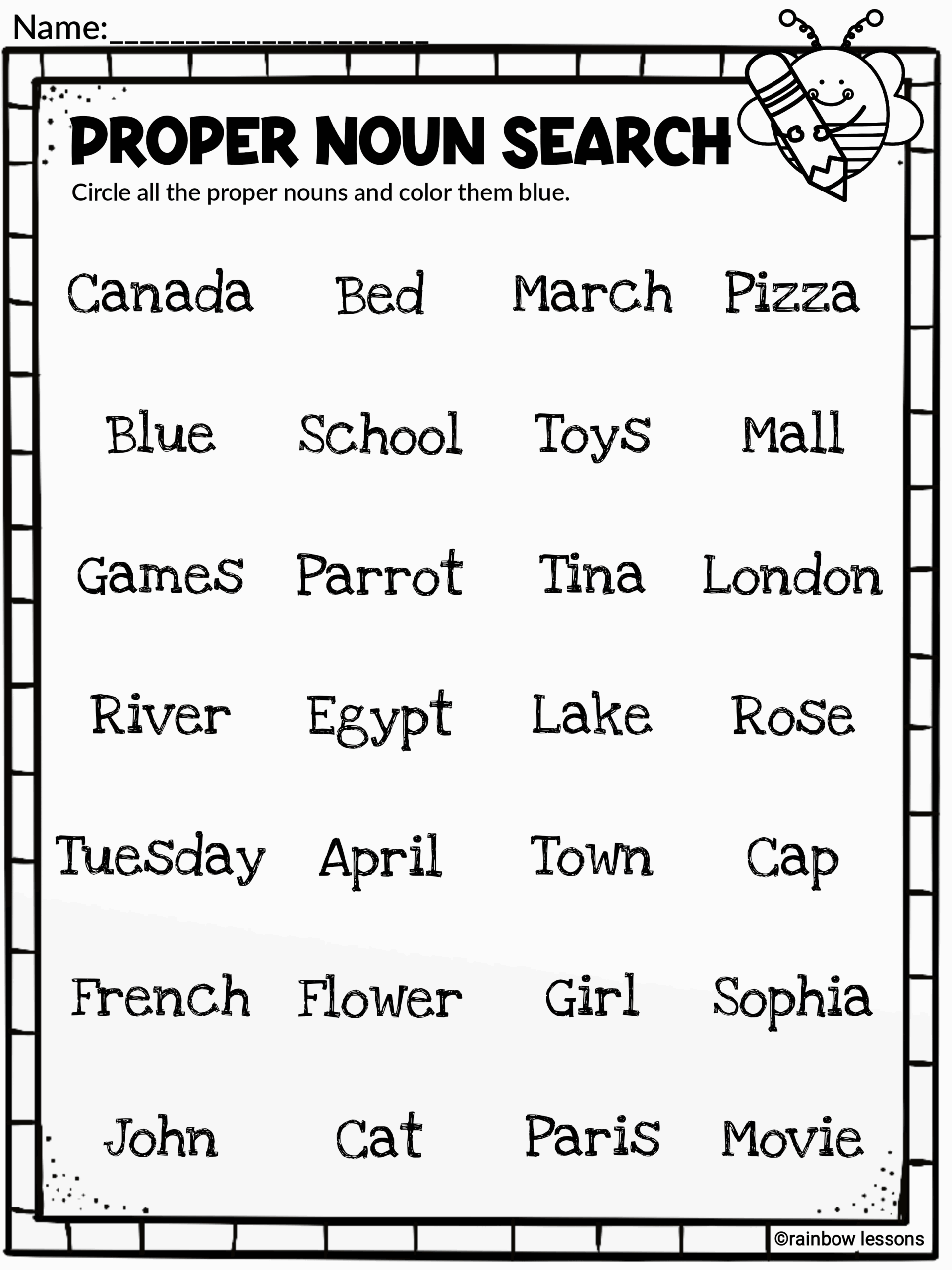 Common And Proper Noun Worksheets Made By Teachers