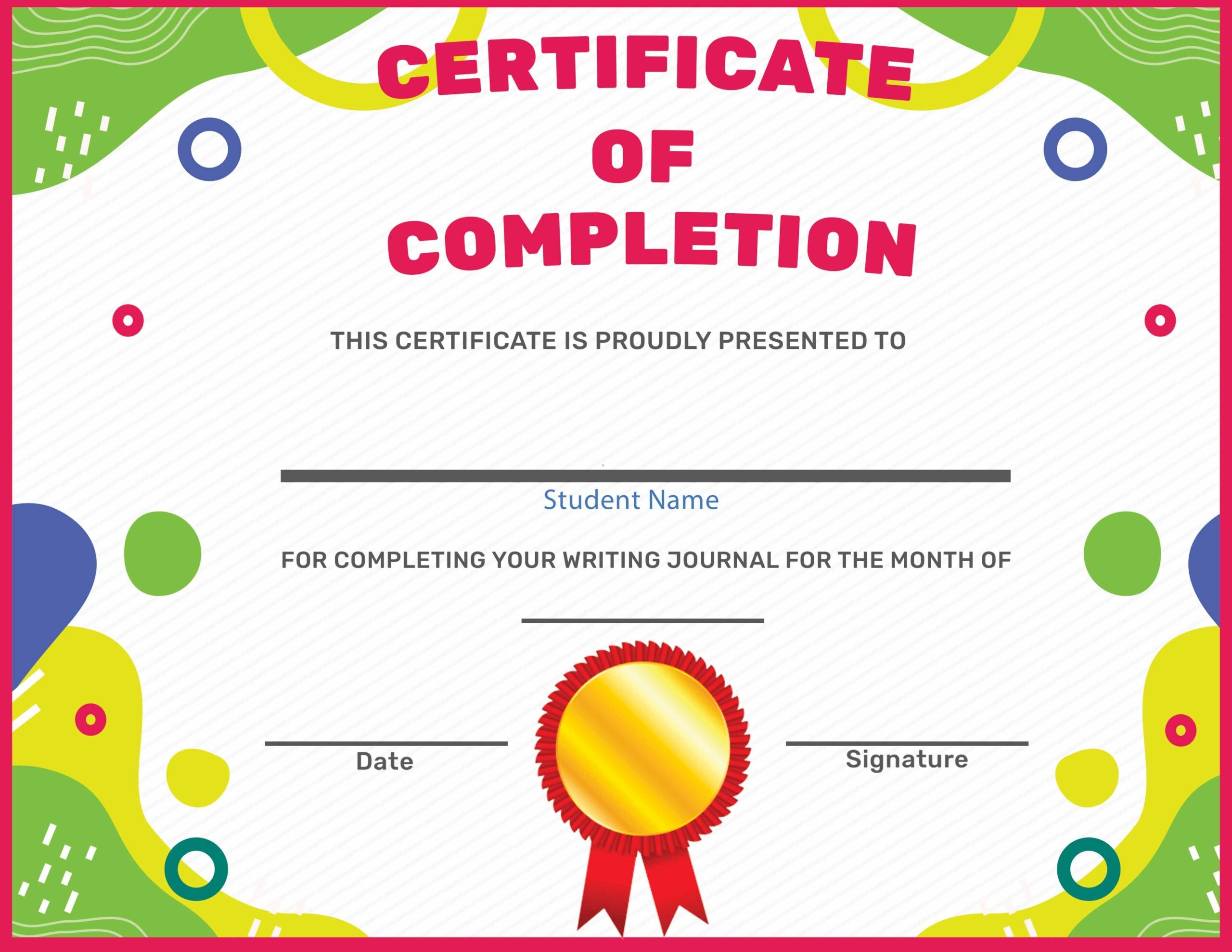 Certificate Of Completion Printable