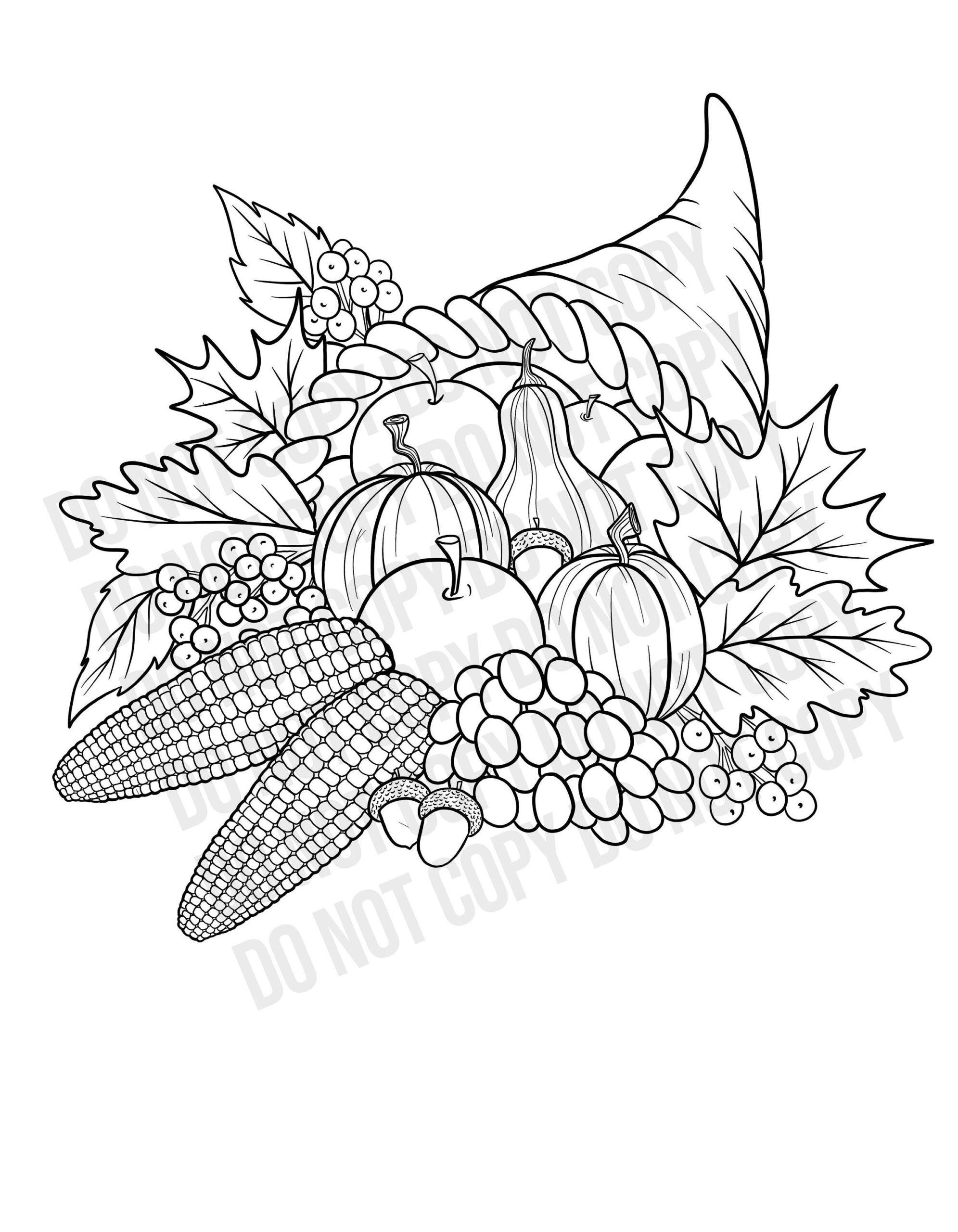 Cornucopia Printable Digital Download Activity Autumn Thanksgiving Pumpkins Corn Leaves Grapes Fall Homeschool Moms Kids Adult Etsy