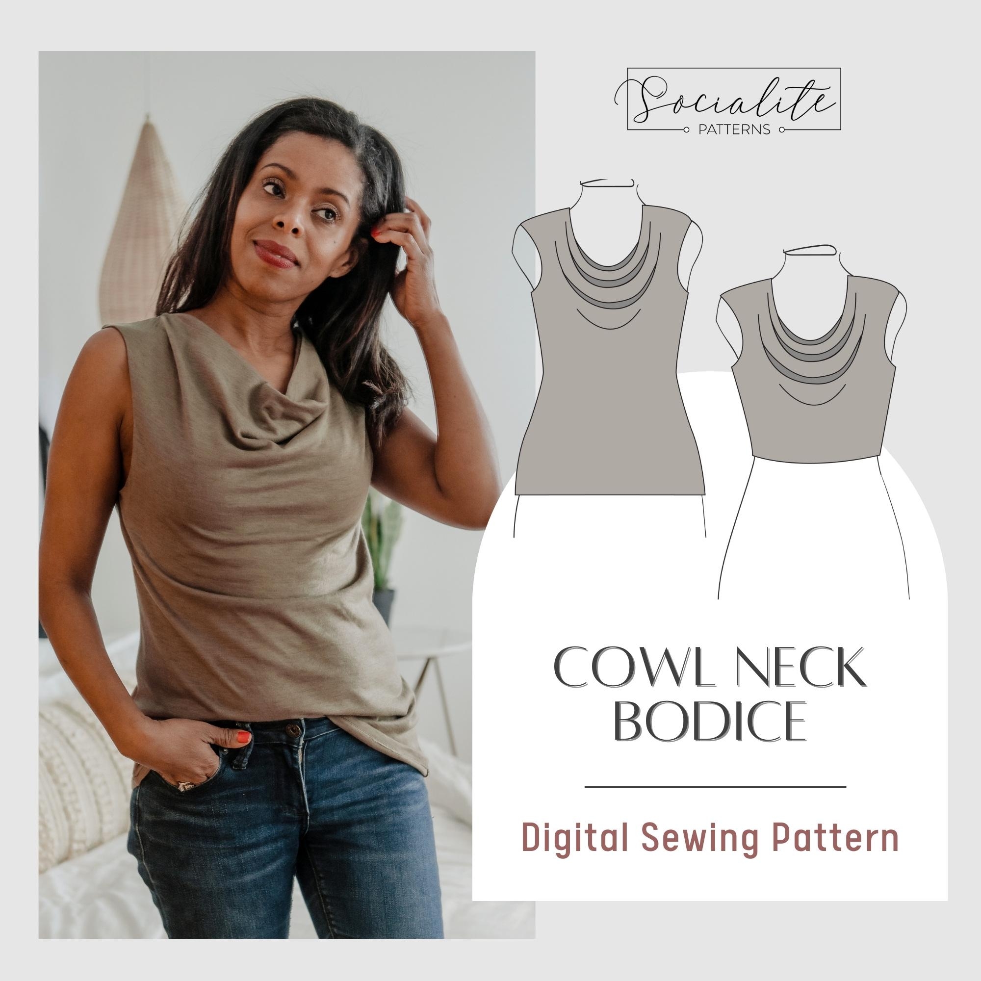 Cowl Neck Bodice Pattern Women s PDF Printable And Projector Sewing Pattern And Tutorial Wide Neck Bodice Etsy Finland