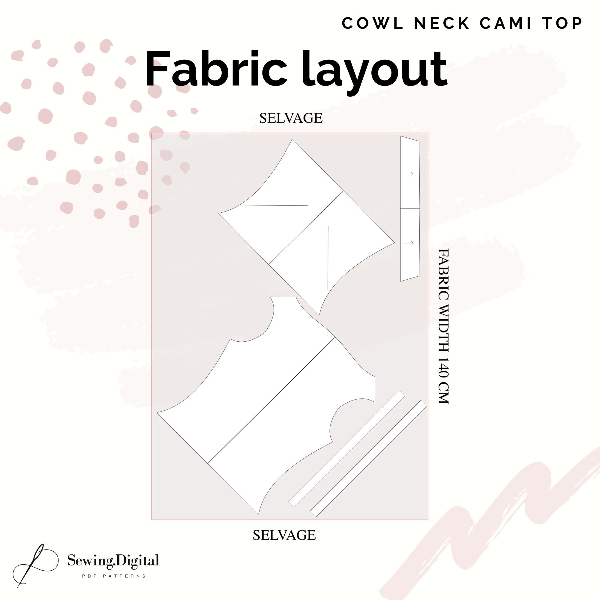 Cowl Neck Top PDF Sewing Pattern Sizes 8UK 34EU 16UK 42EU Spaghetti Cami Digital Pattern Etsy