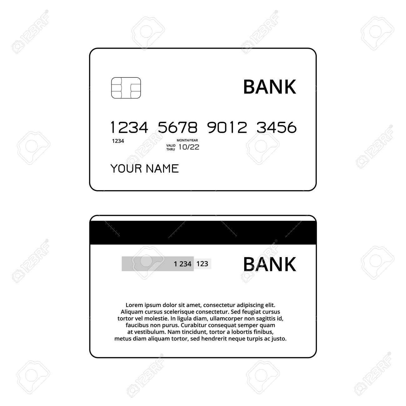 Credit Or Debit Cards Templates Black And White Illustration Royalty Free SVG Cliparts Vectors And Stock Illustration Image 124792619 