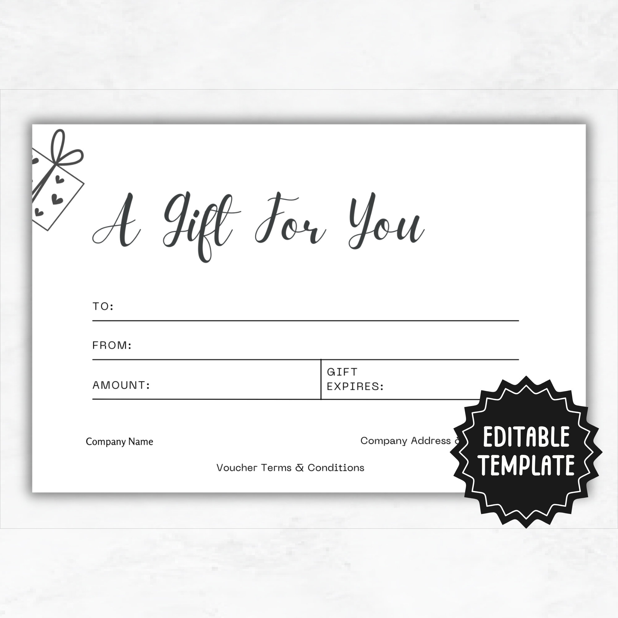 Custom Gift Certificate Editable Gift Voucher Template Create Your Own Gift Certificate Gift Card Template Etsy
