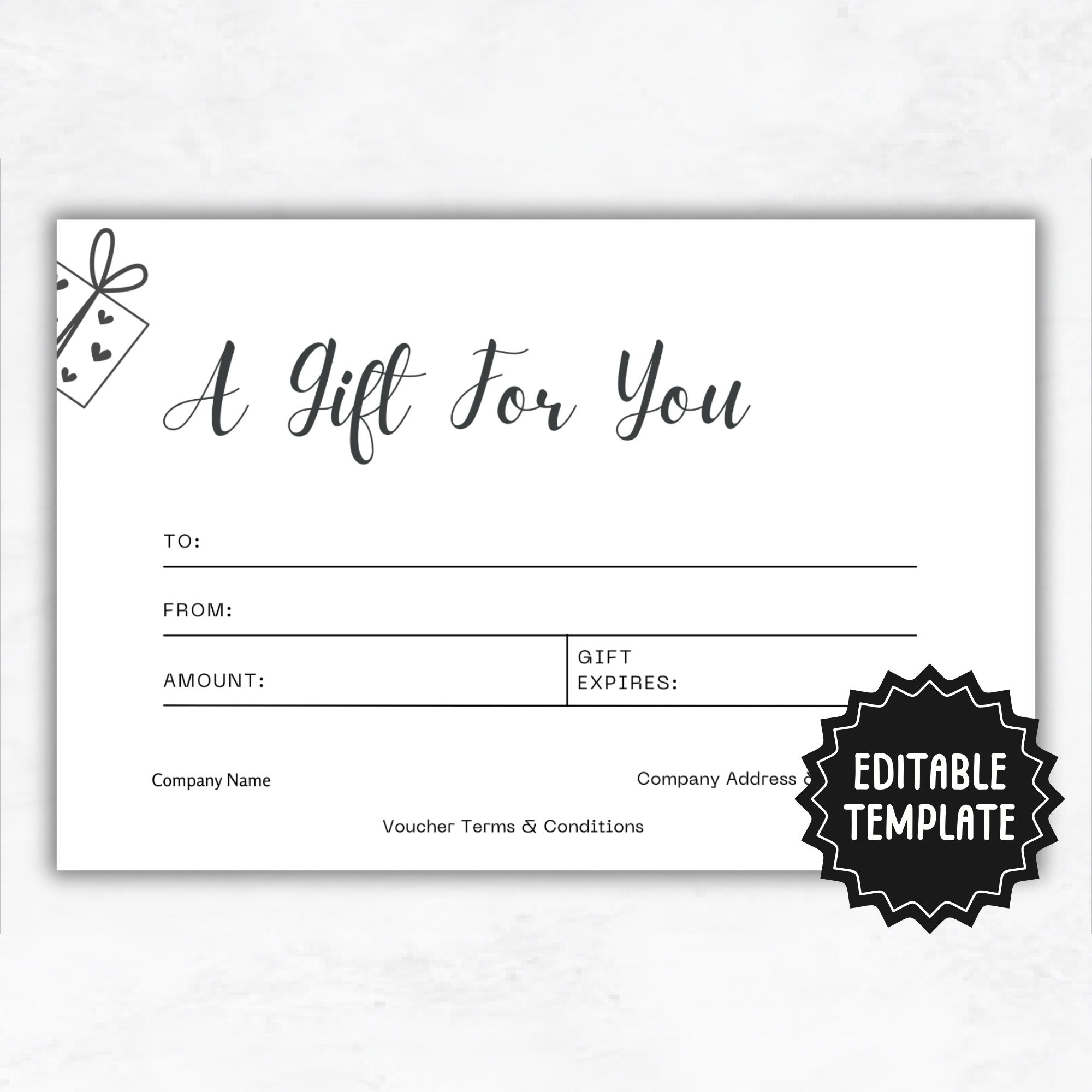 Custom Gift Certificate Editable Gift Voucher Template Create Your Own Gift Certificate Gift Card Template Etsy