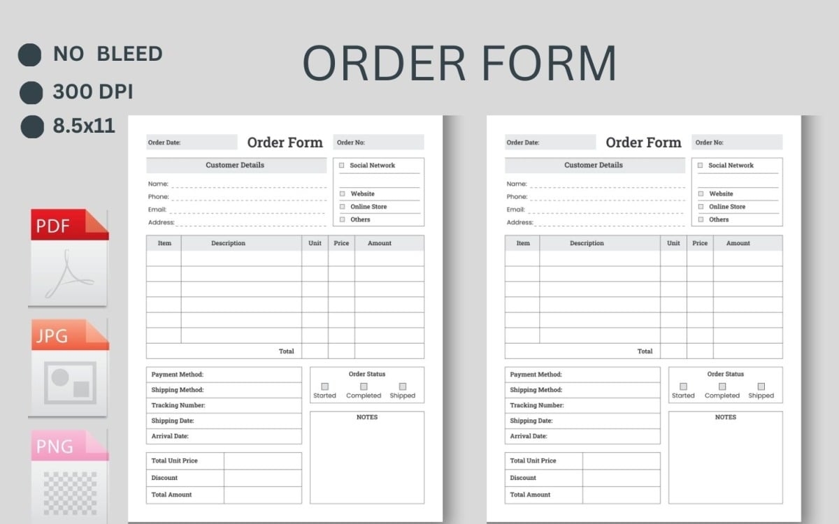 Custom Order Form Template Purchase Order Form Template Order Form Editable