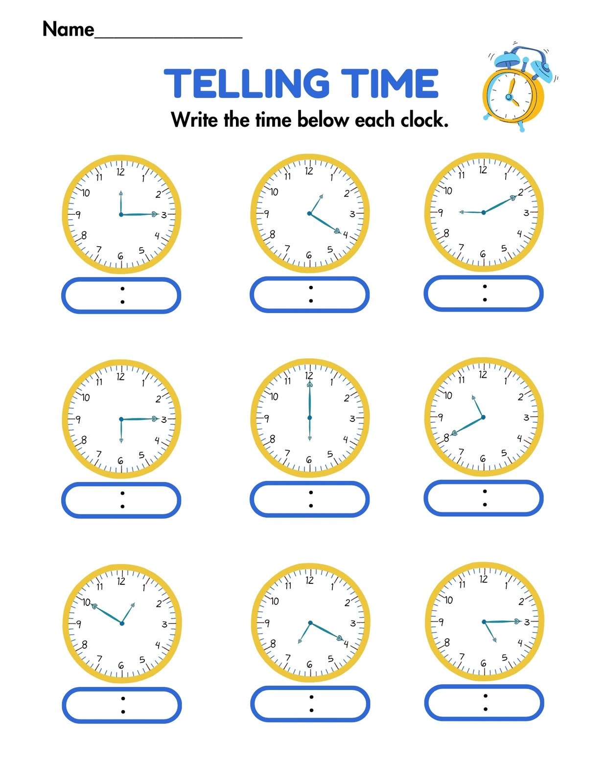 Customize 58 Telling Time Worksheets Templates Online Canva