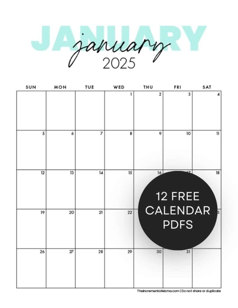 Free Printable Pretty Calendars