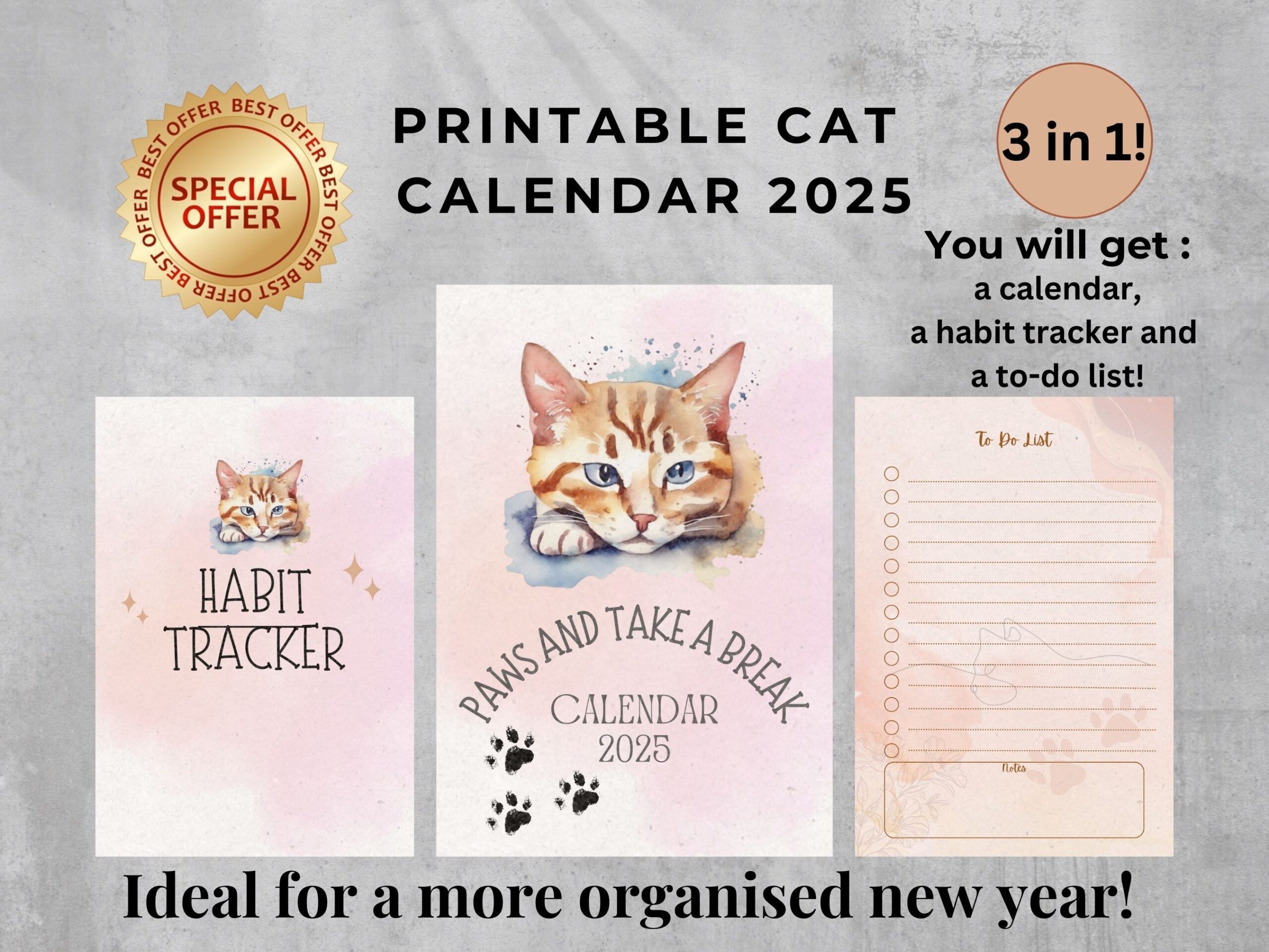 Printable 2025 Cat Calendar