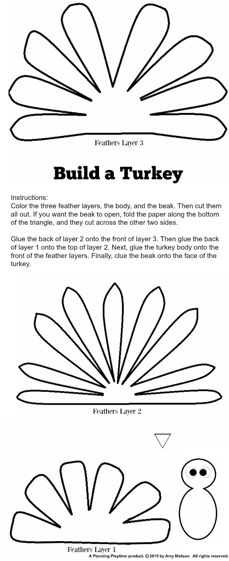 Printable Turkey Feather Template Pattern