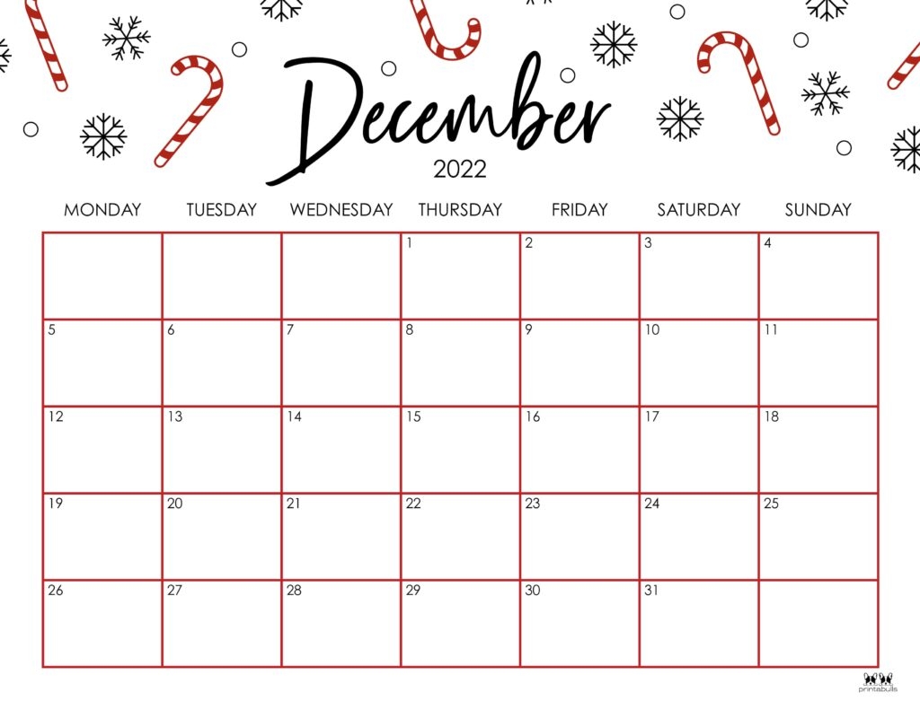 December 2022 Calendars 50 FREE Printables Printabulls