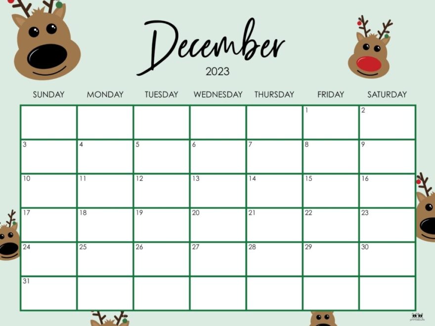 December 2023 Calendars 50 FREE Printables Printabulls