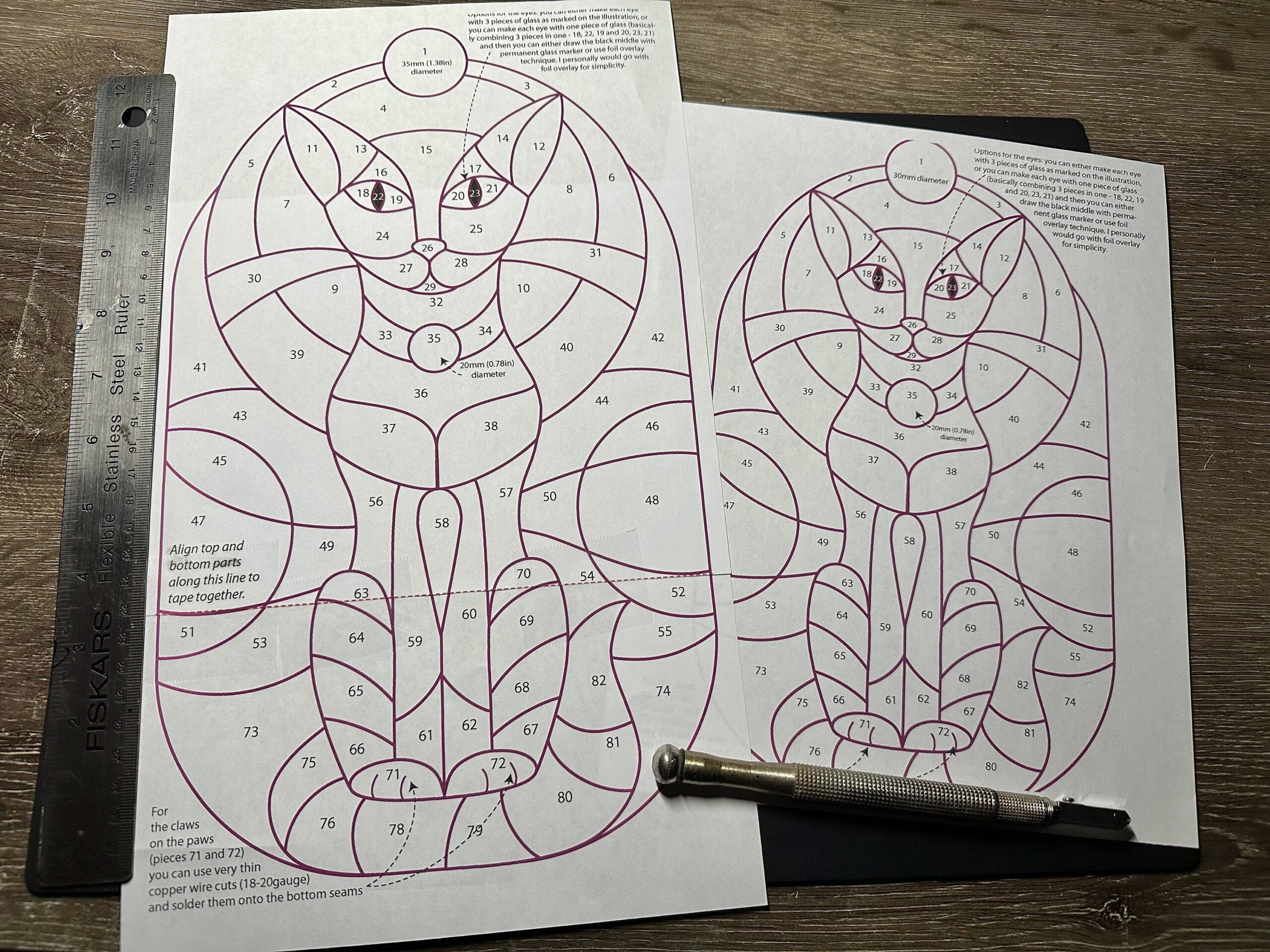 Digital PDF Stained Glass Pattern Whimsical Siamese Cat With Abstract Geo Background Etsy