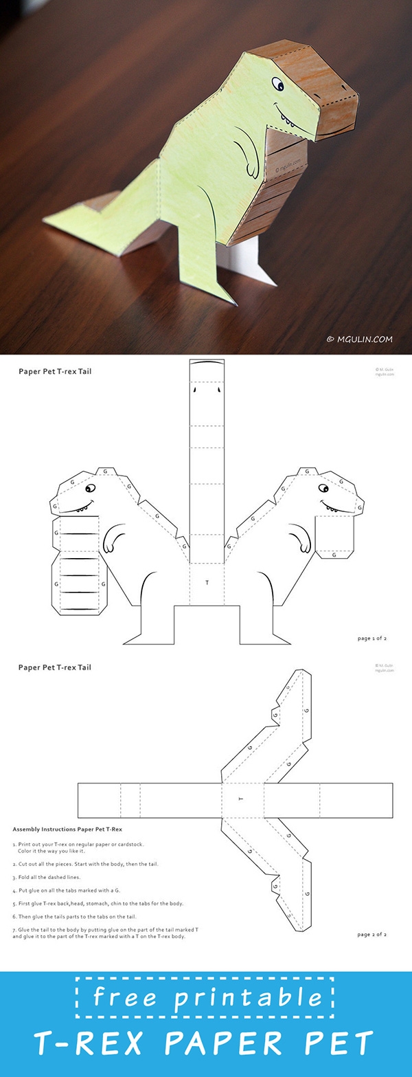 Free Printable Dinosaur Puppet Template