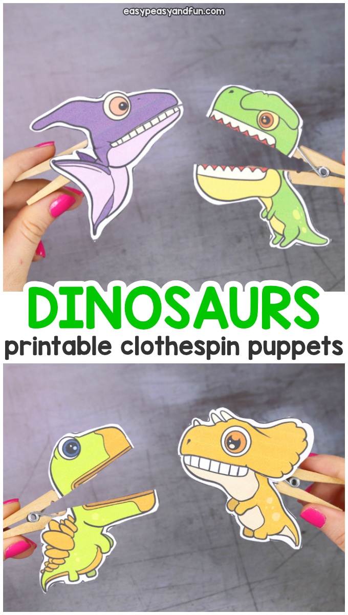 Dinosaurs Clothespin Puppets Printable Paper Craft Easy Peasy And Fun