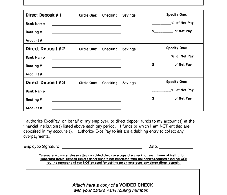 Direct Deposit Form Template Fill Out Sign Online DocHub