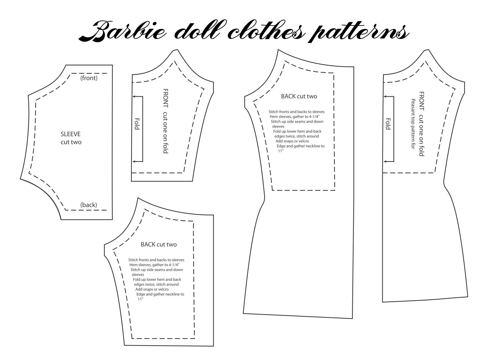 Barbie Doll Clothes Pattern Free Printable