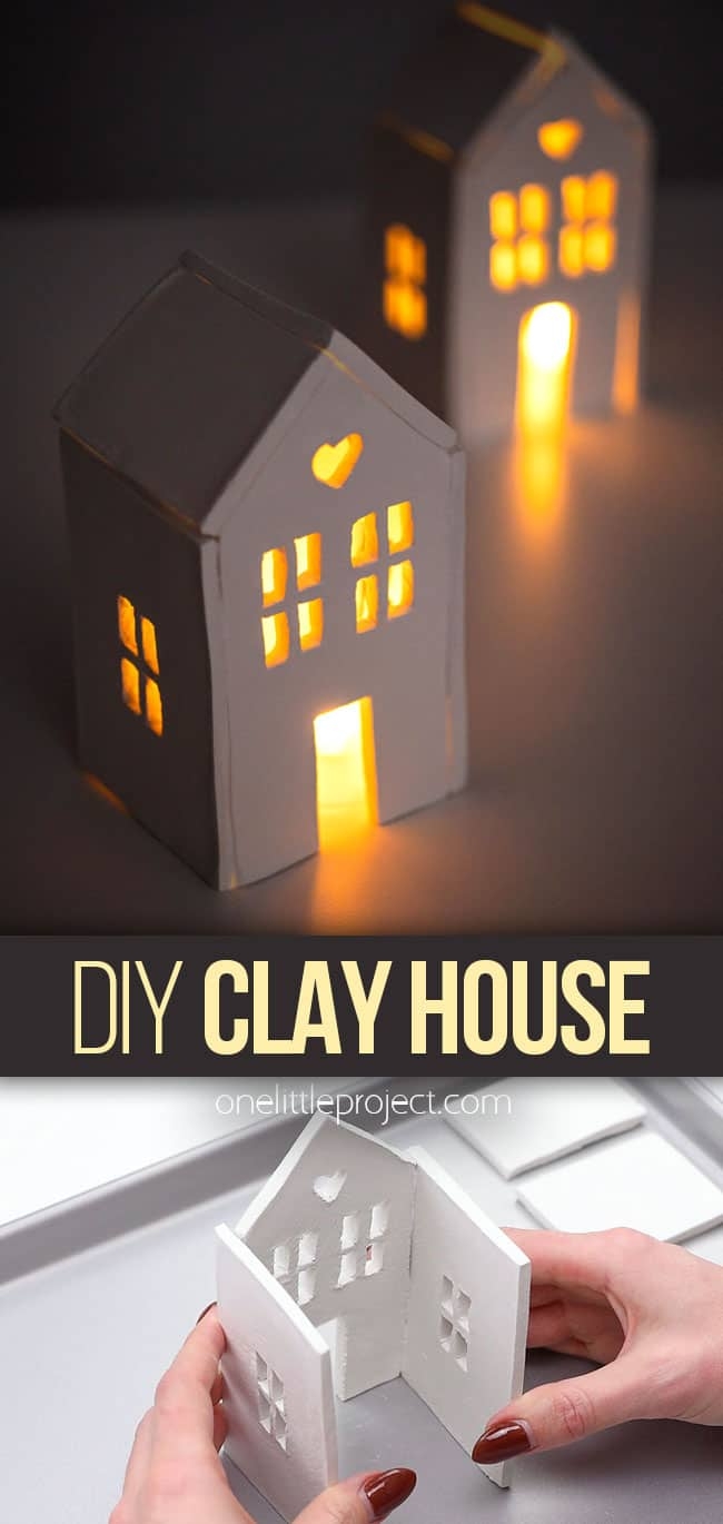 DIY Clay House Air Dry Clay House Candle Holder