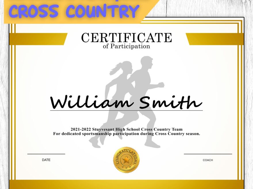DIY Editable And Printable Sports Certificate Template Cross Country Participation Award Personalized Diploma Sports Award Etsy