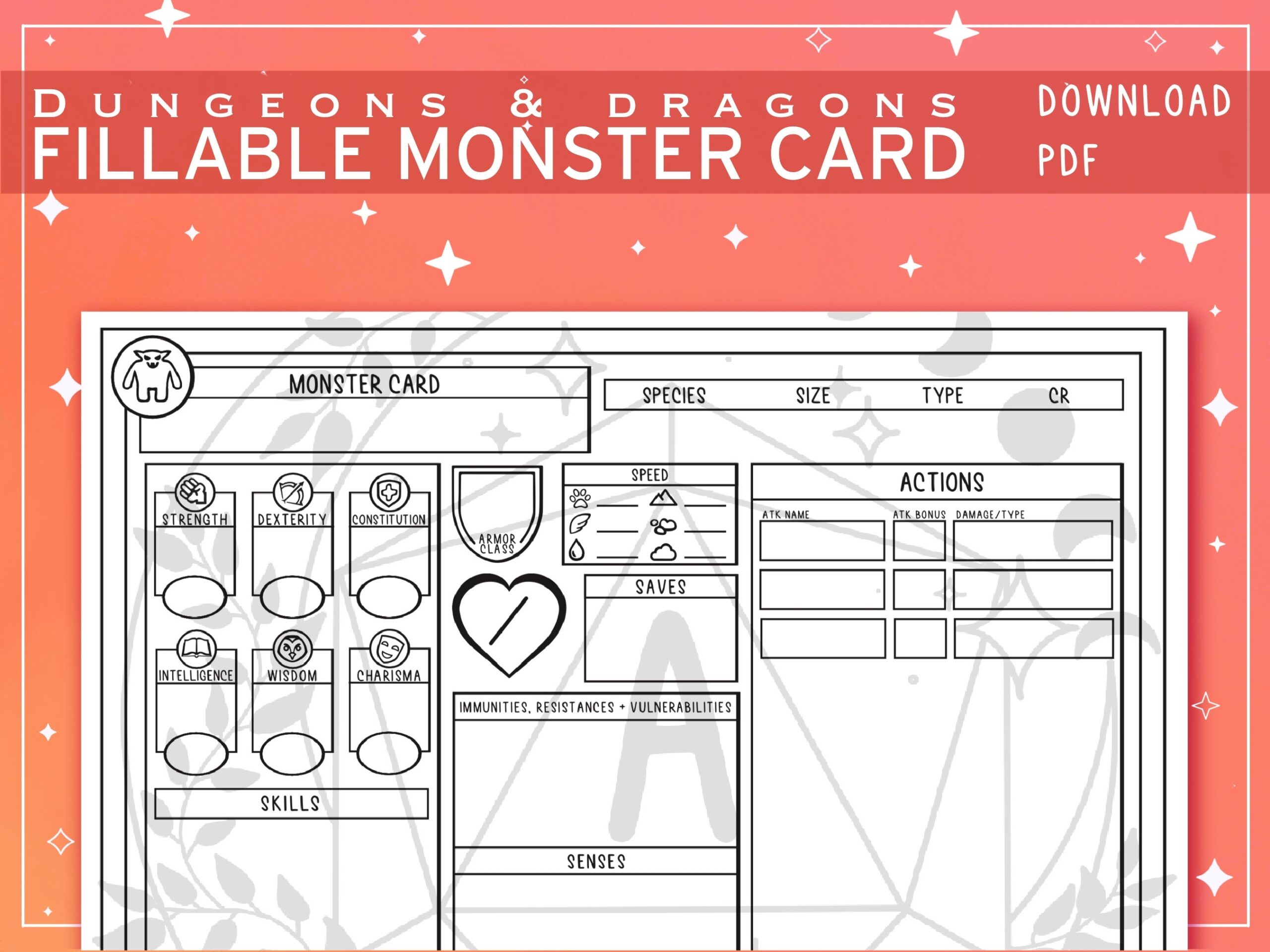 Printable D&D Monster Card Template