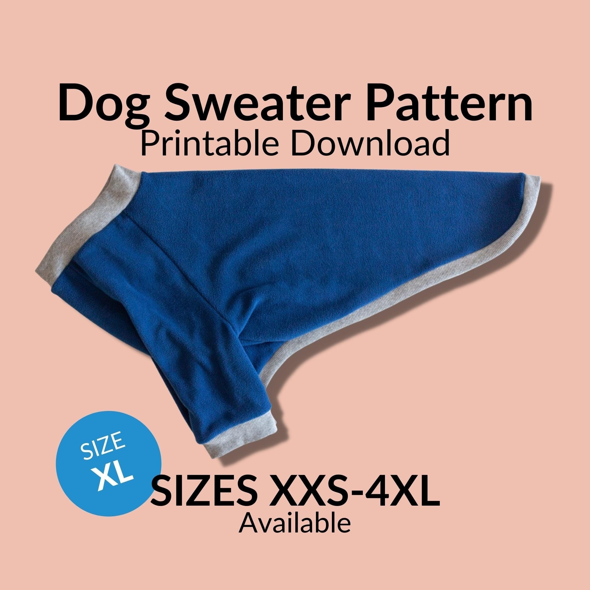 Dog Coat Pattern Sewing Digital PDF Printable Download Size XL Jacket Sweater Dog Clothing Big Large Breed Whippet Greyhound Pitbull Etsy Denmark