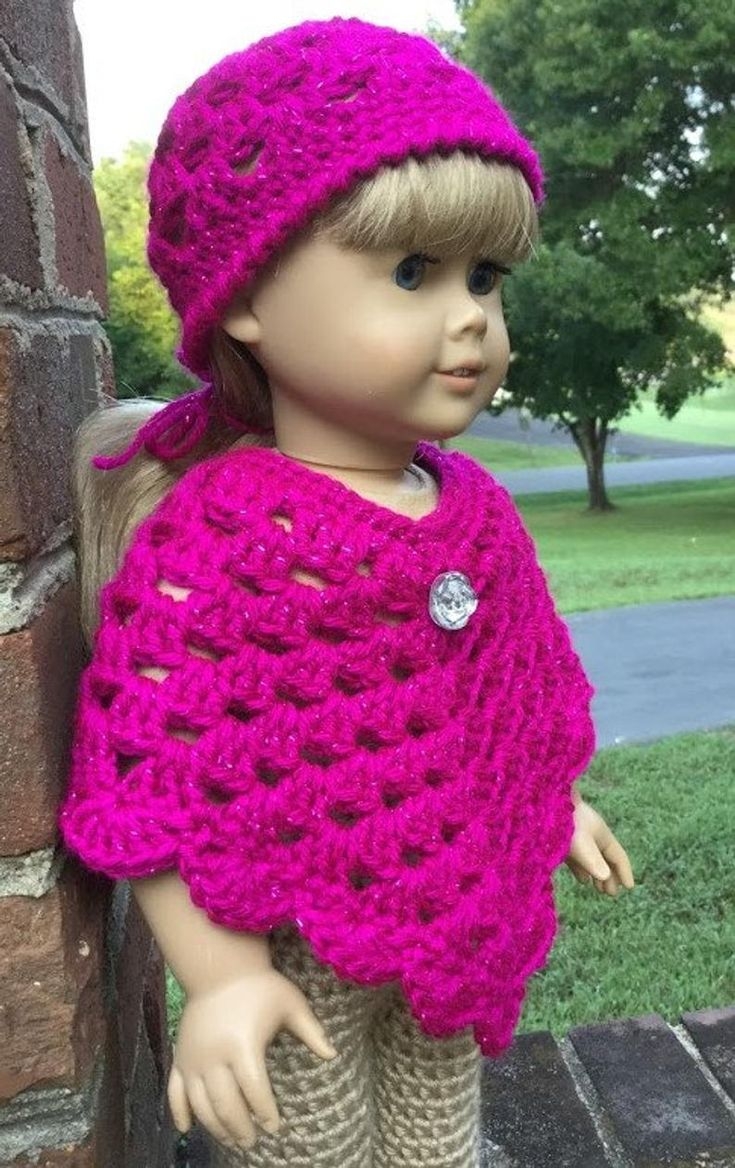 Doll Poncho PATTERN Crochet PDF Instant Download 18 Inch Doll Poncho And Hat Easy Printable Pattern Doll Outfit Pattern Gift For Girl Etsy
