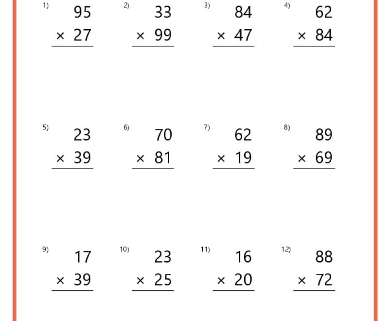 Double Digit Multiplication Worksheets