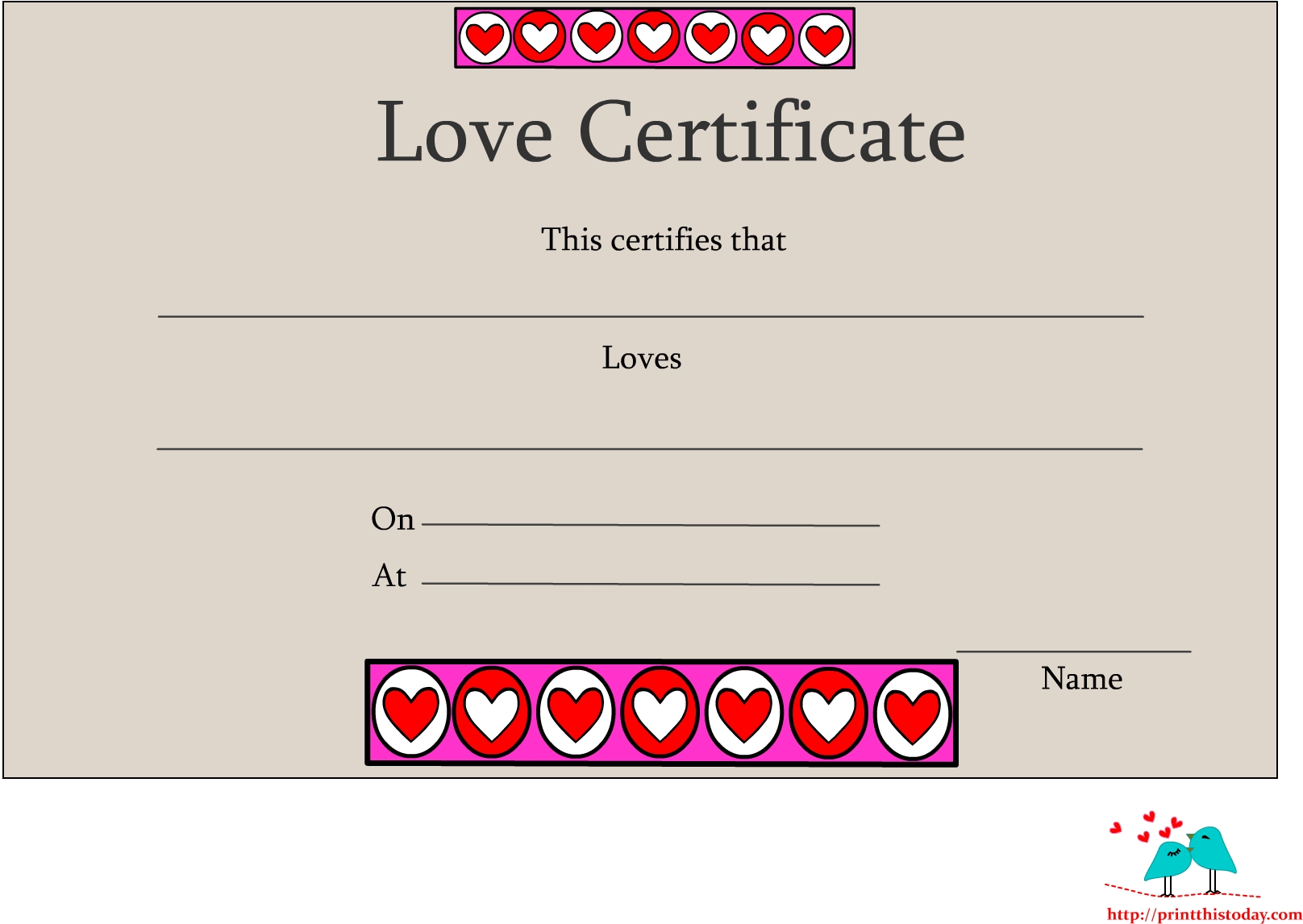 Download Blank Love Certificate Template Wallpapers