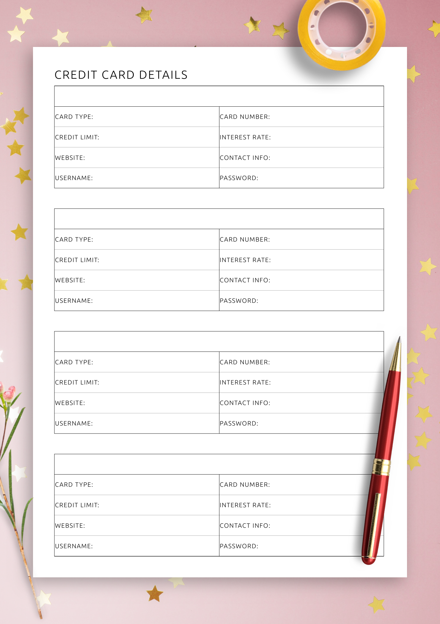Download Credit Card Details Template PDF Available In Printable Or Digital Form