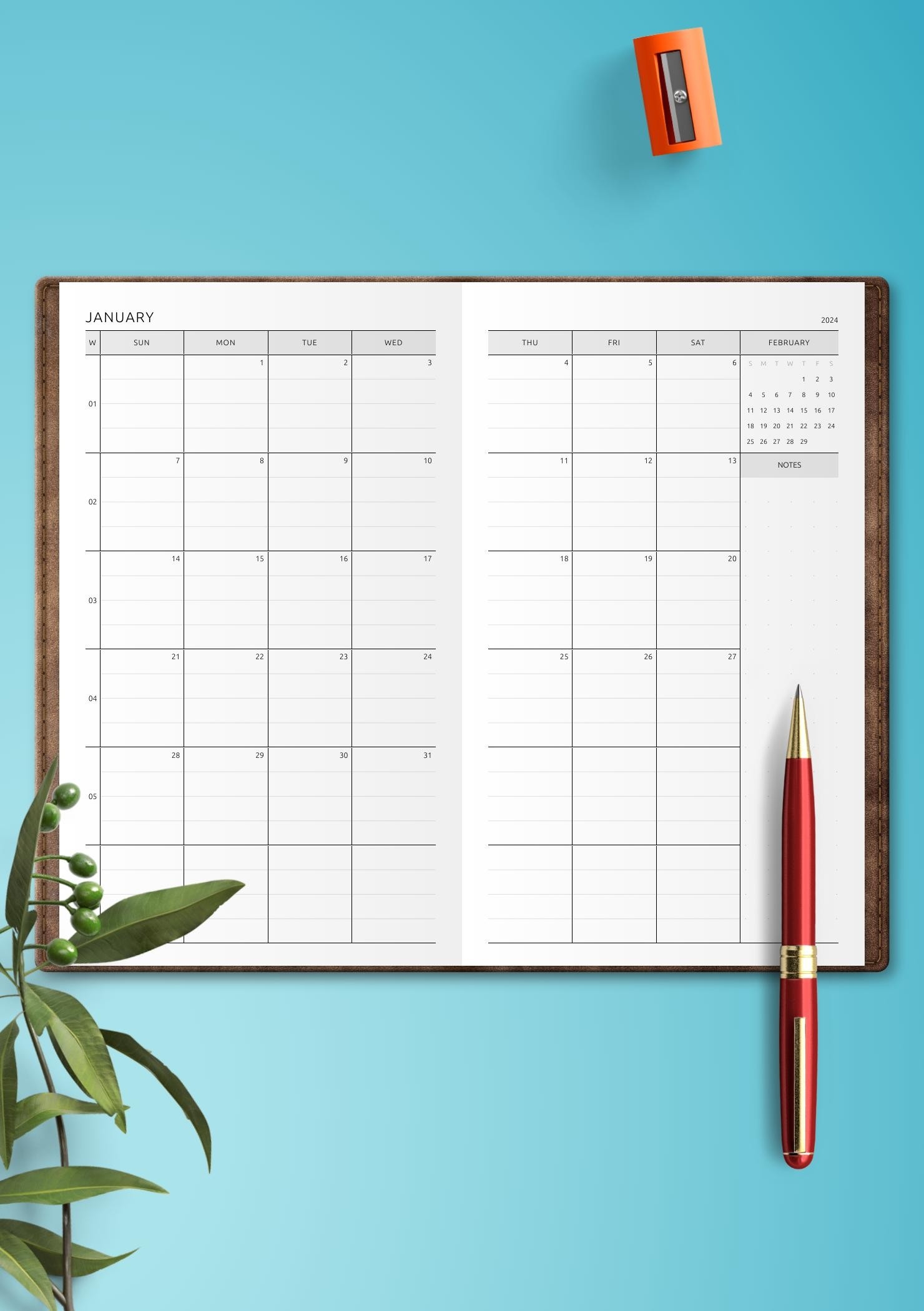 2 Page Calendar Printable