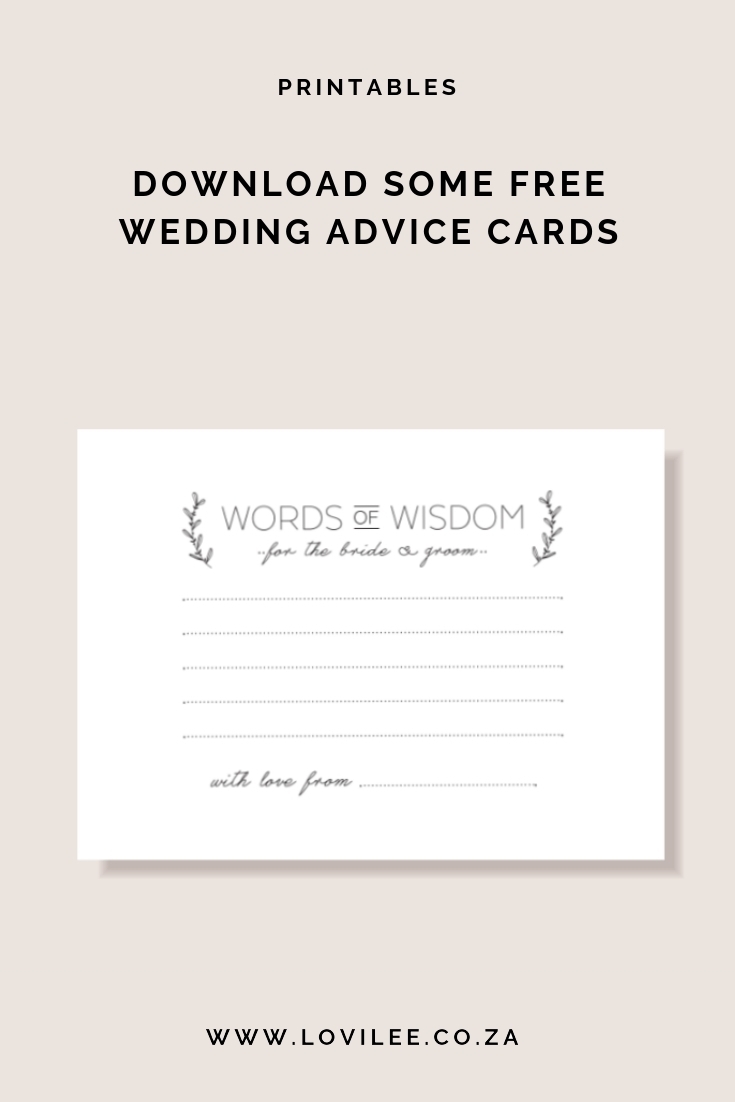 Download Your Free Wedding Advice Cards Printable Lovilee Blog Online Decor Shop 