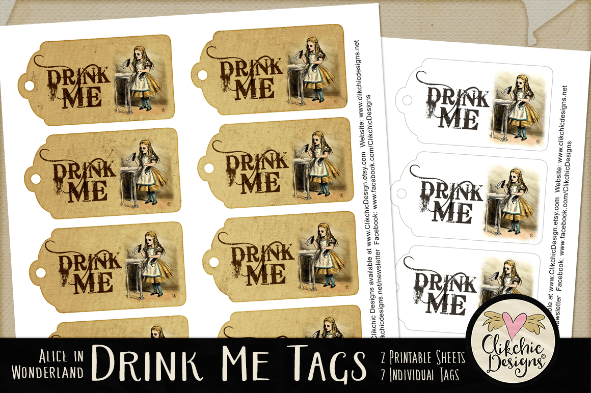 Free Printable Drink Me Tags