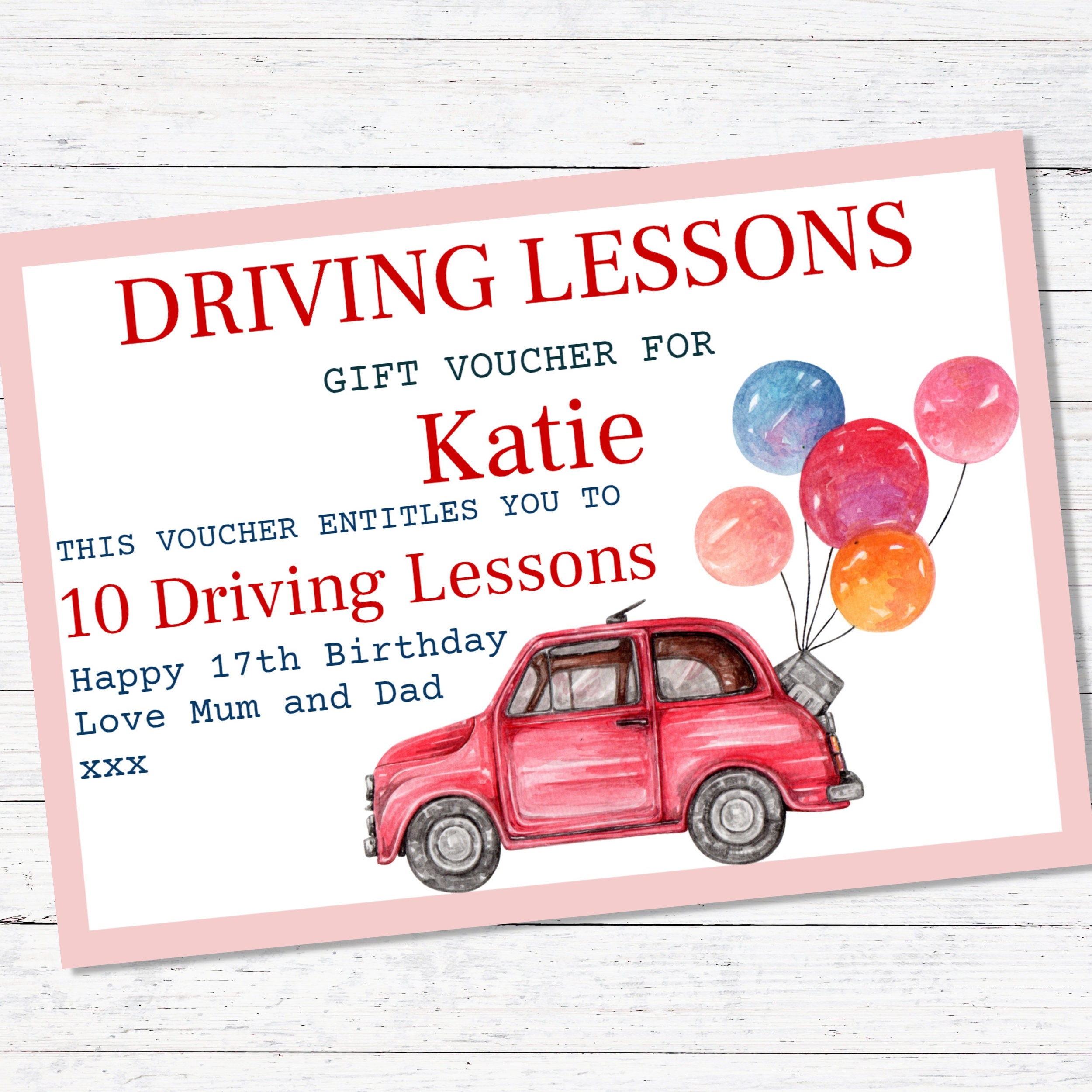 Driving Lessons Voucher Template Driving Lesson Gift Editable Voucher Learner Driver 17th Birthday Gift Voucher Learn To Drive Gift Etsy