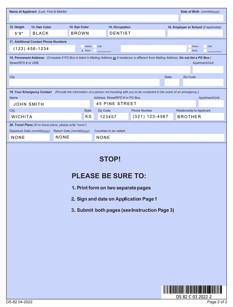 DS 82 Passport Renewal Form How To Fill It Out Examples 