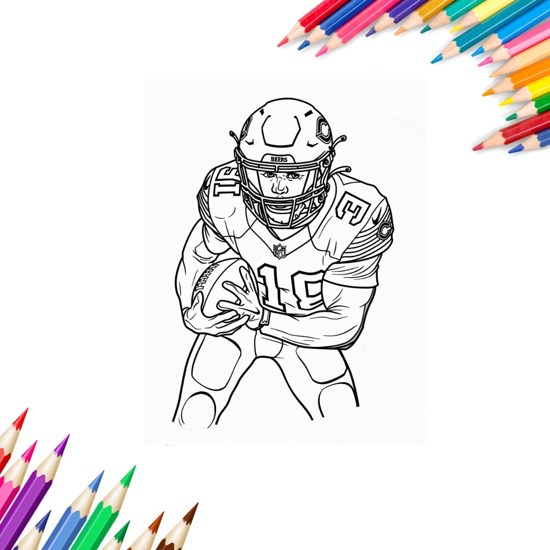 Easy Football Coloring Pages High Quality Coloring Books Printable Letter And A4 Size Coloring Pages Etsy