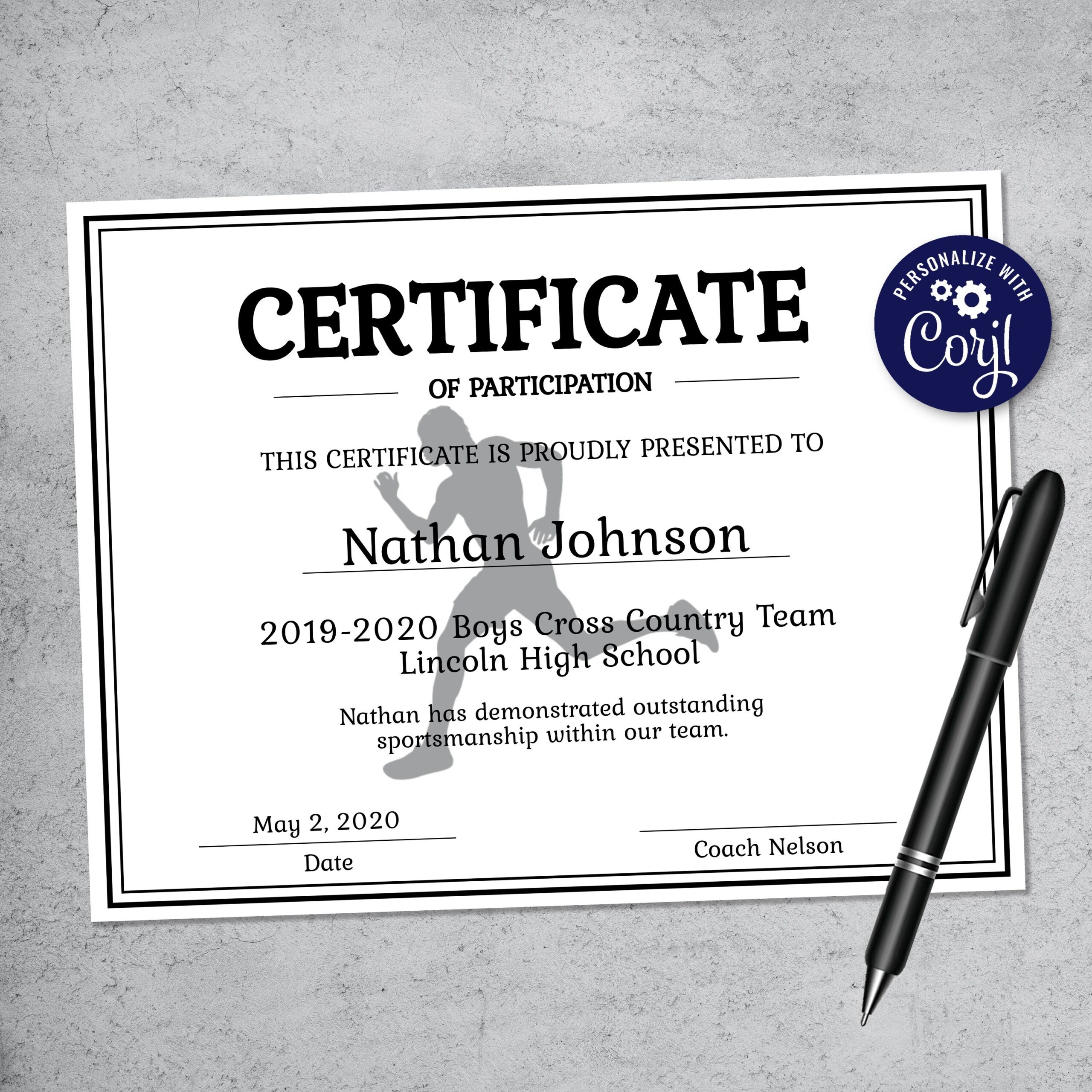 Free Printable Cross Country Certificates
