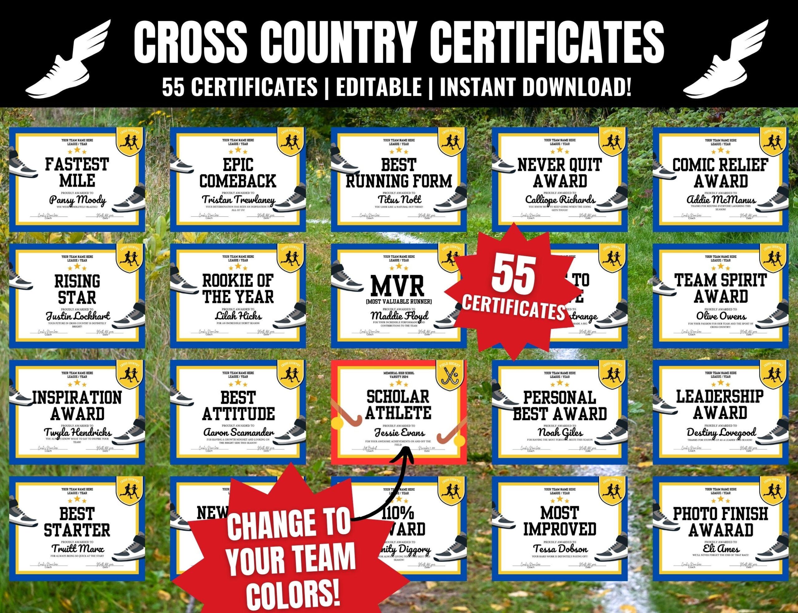 Editable Cross Country Certificates Cross Country Awards Cross Country End Of Season Awards Cross Country Season Awards Etsy