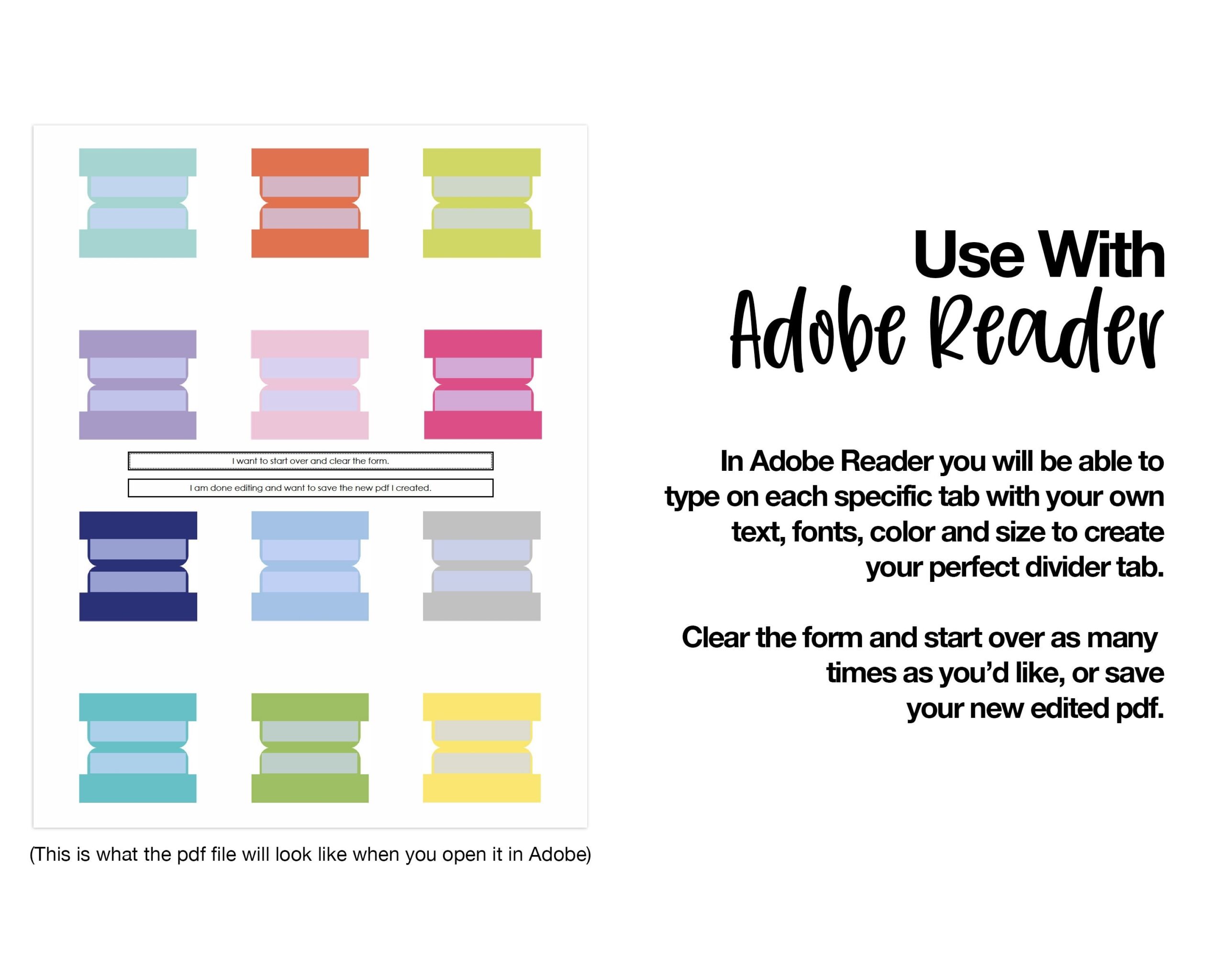 Editable Divider Tabs Blank Printable DIY Multi Color Etsy
