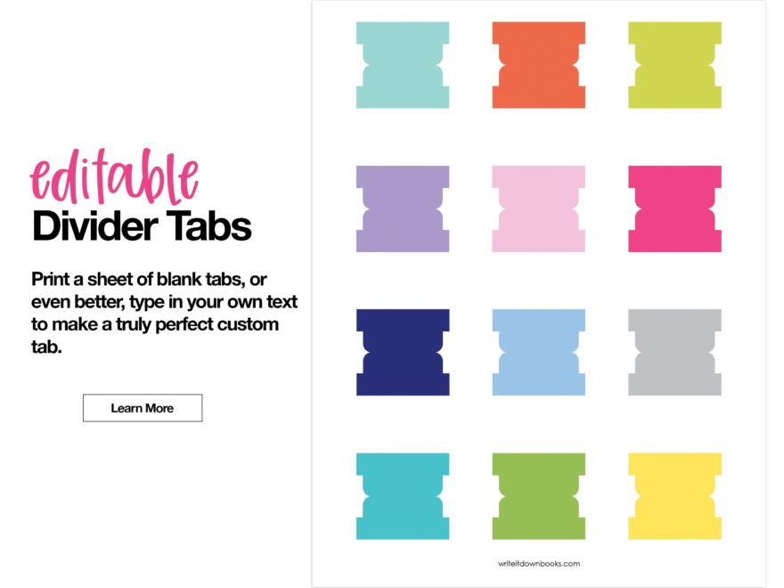 Editable Divider Tabs Blank Printable DIY Multi Color Etsy