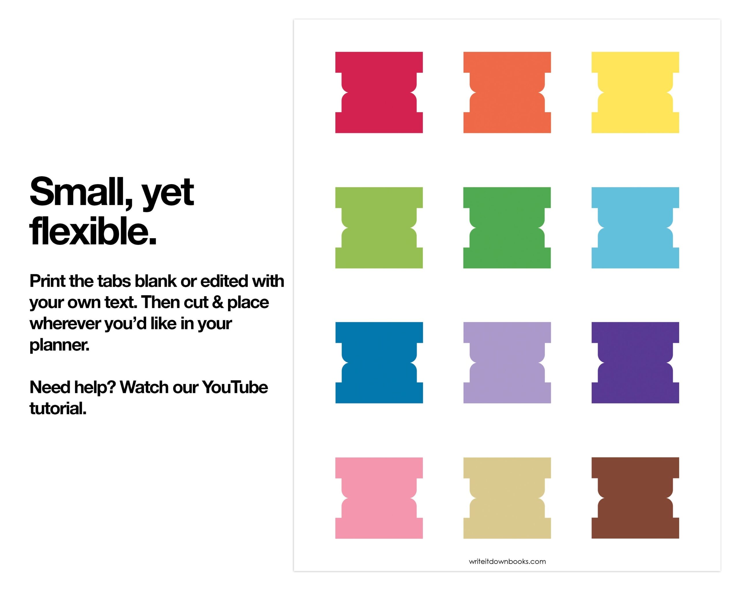 Printable Binder Tabs Color