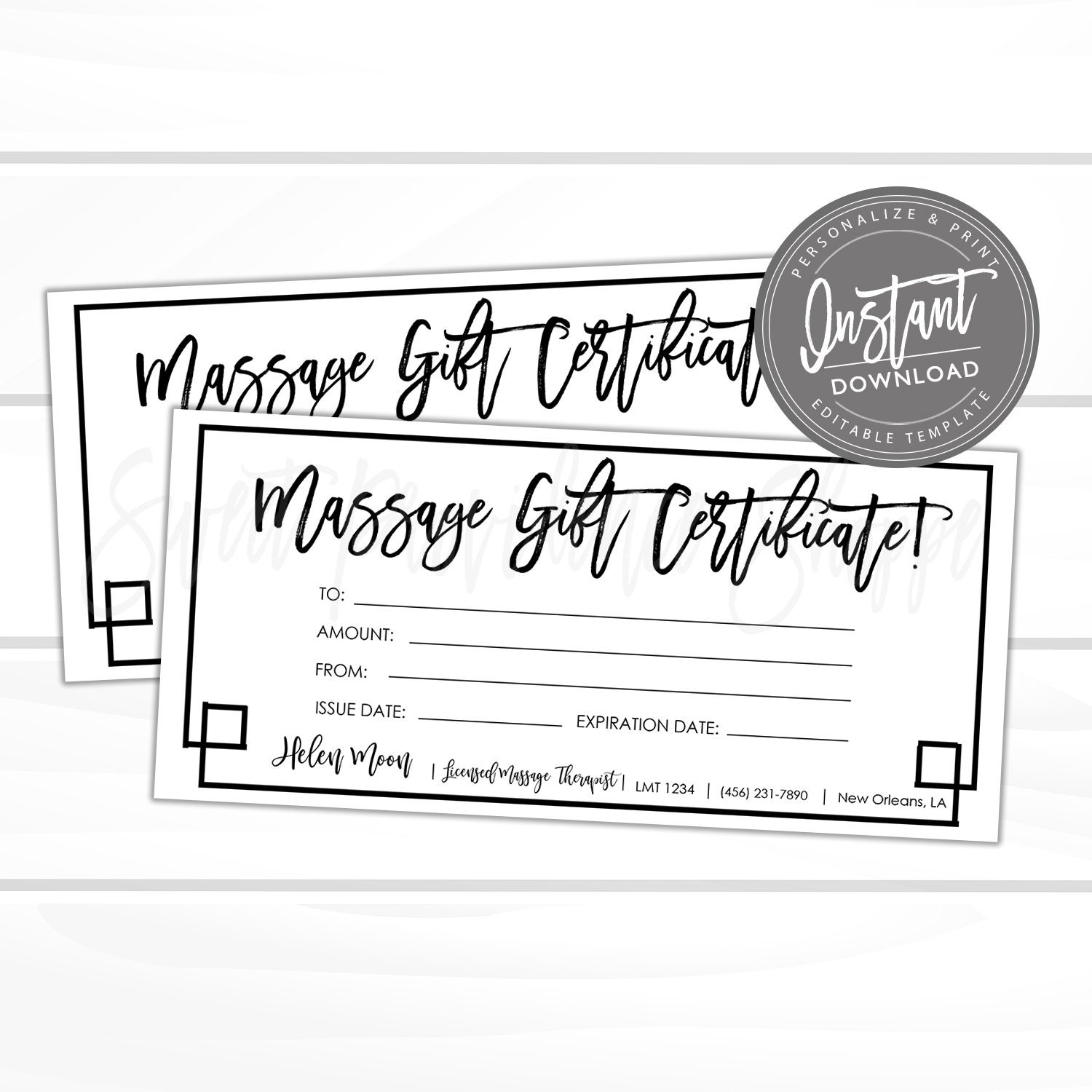 Editable Gift Certificate Massage Printable Gift Card Spa Massage Gift Certificate Template Voucher Edit Now Instant Access Etsy Canada