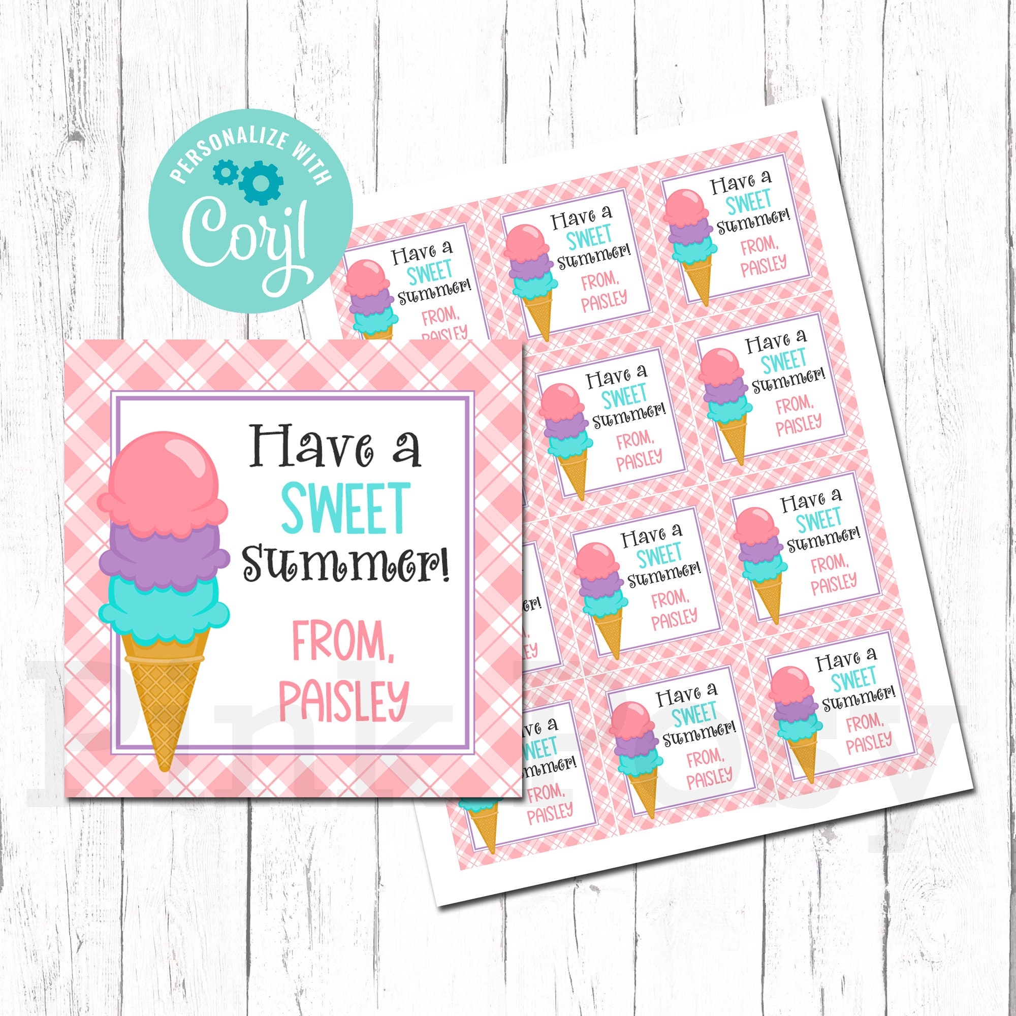Editable Ice Cream Tags End Of School Year Tags Classmate Gift Tags Teacher Tags Sweet Tags Instant Download Printable Summer Tags Etsy