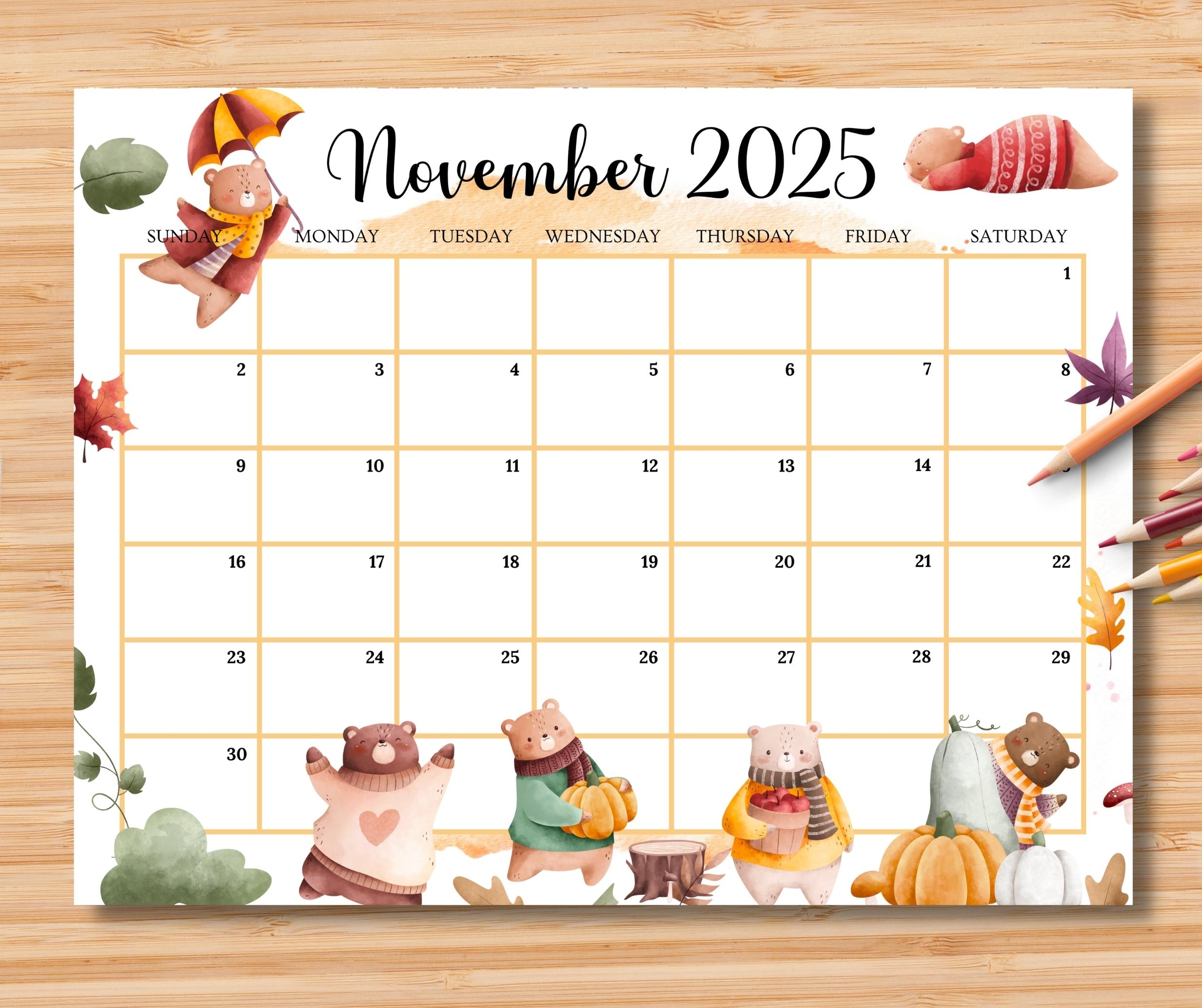November 2025 Printable Calendar For A Boy