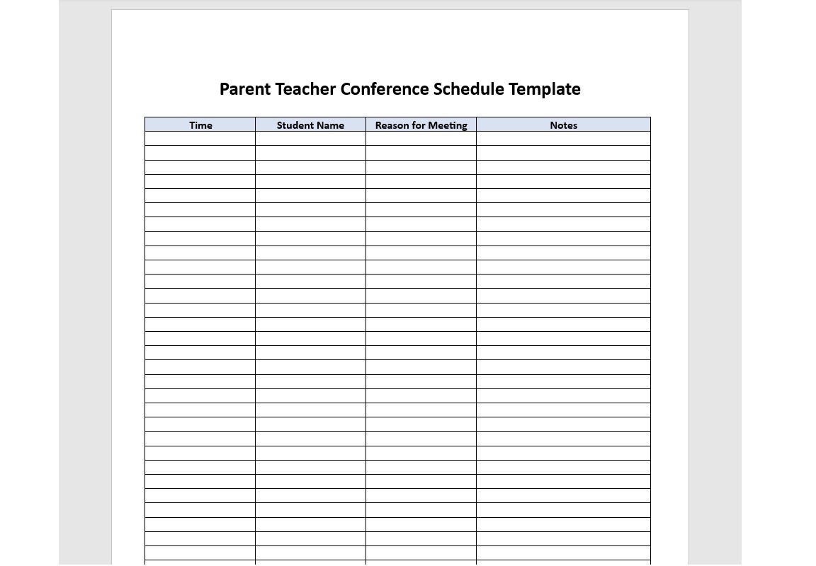 Editable Parent Teacher Conference Schedule Template Parent Teacher Conference Schedule Parent Teacher Conference Teacher Resource Etsy