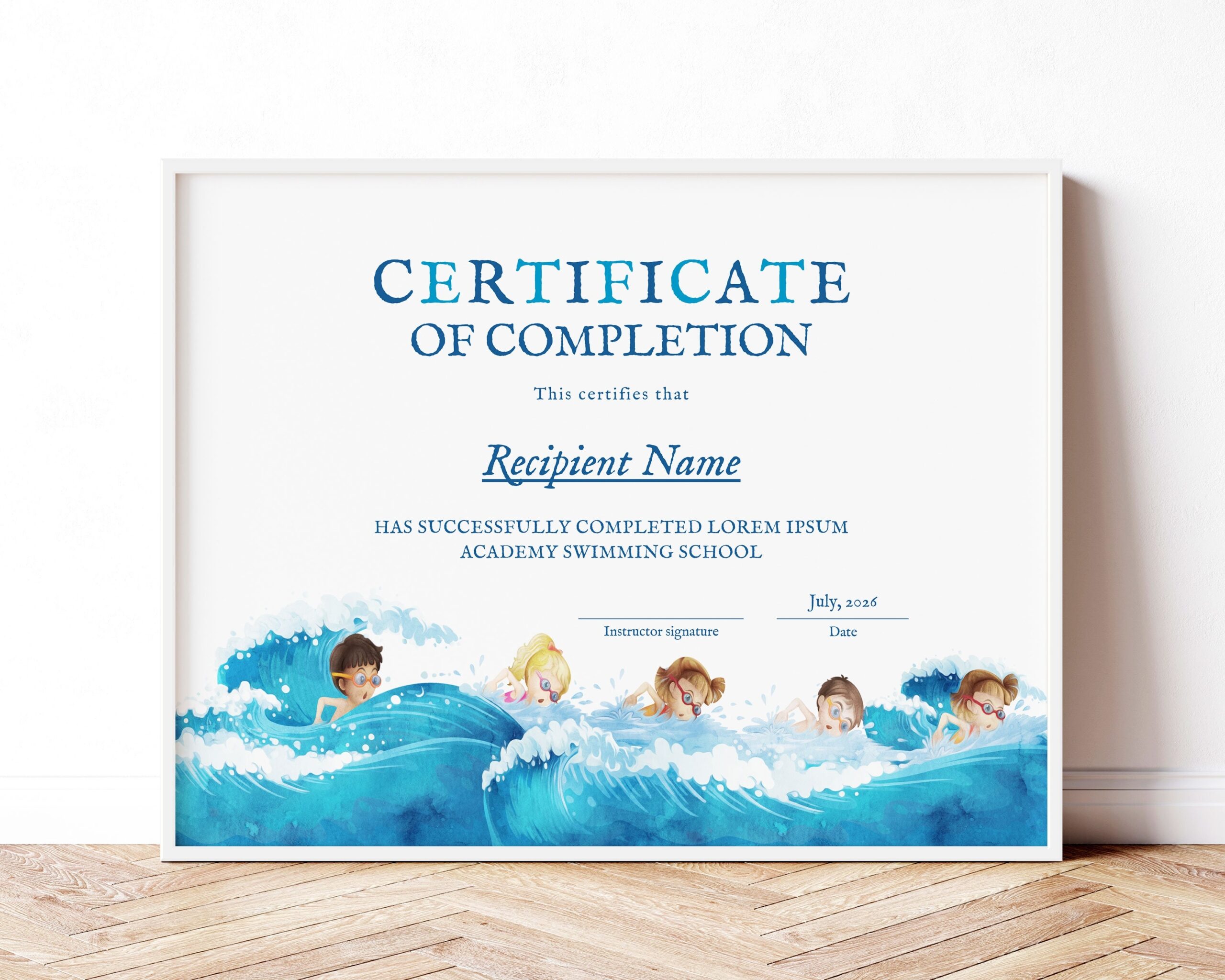 EDITABLE Swimming Certificate Template Kids Sports Swimming Award Certificate Children Swimming Award Instant Download Jet160 Etsy