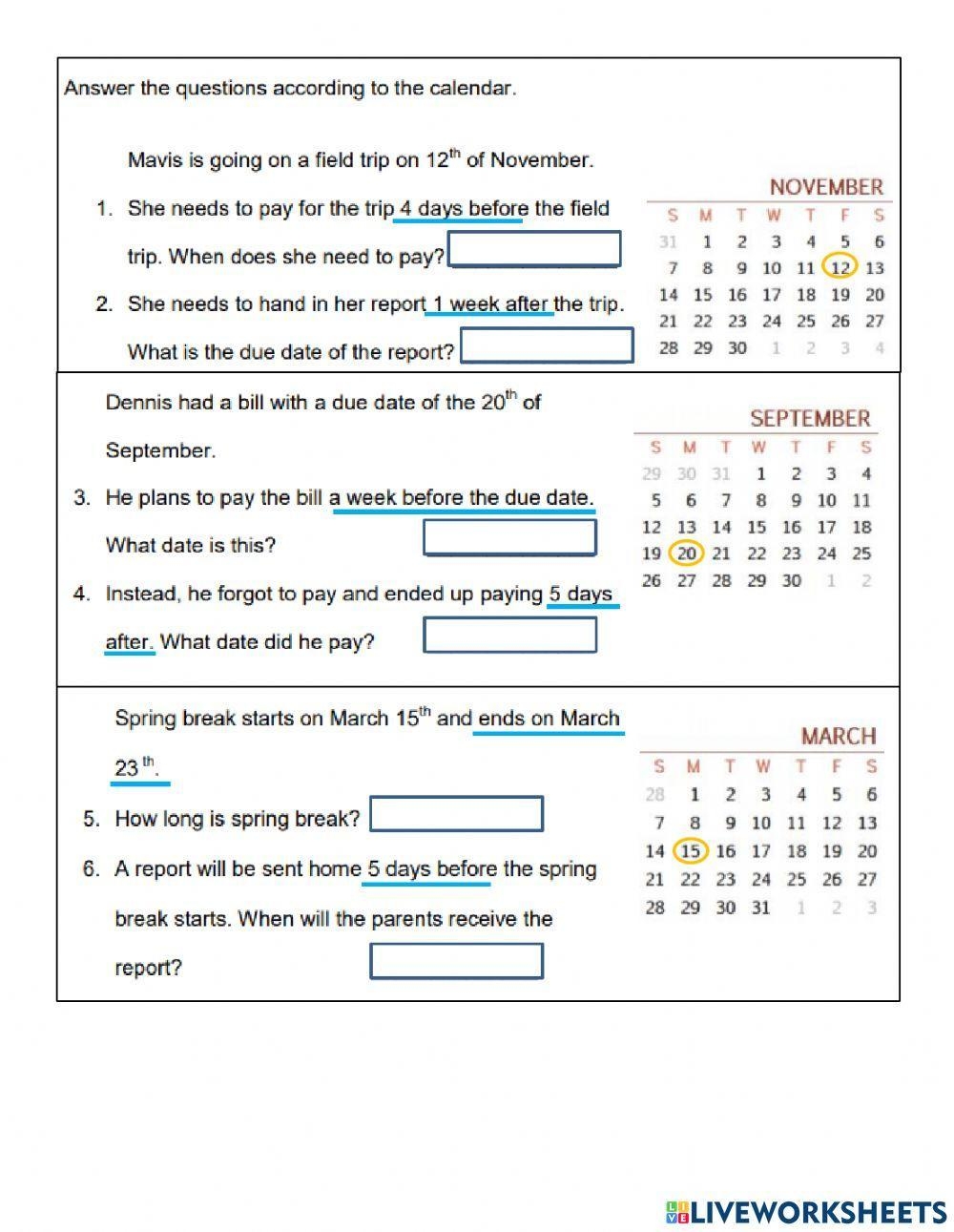 Elapsed Time In Days Worksheet Live Worksheets Worksheets Library